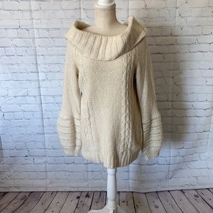 Anthropology Cowl neck Sweater w/ Puffy Sleeves